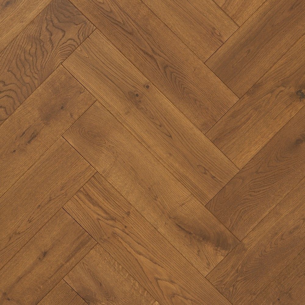 Heartwood Oak Herringbone Brandy Brushed and Matt Lacquered
